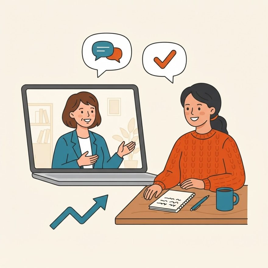 Clase de inglés 1 a 1 por videollamada con un coach